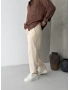 Krem Pileli Regular Keten Baggy