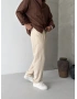 Krem Pileli Regular Keten Baggy