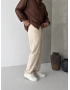 Krem Pileli Regular Keten Baggy