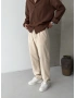 Krem Pileli Regular Keten Baggy