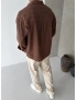 Kahve Pamuk Keten Oversize Gömlek