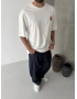 Beyaz Etnik Minimal Baskılı Oversize T-shirt