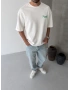 Beyaz Freeu Baskılı Oversize T-shirt