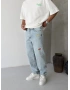 Buz Mavi Cebi Nakışlı Baggy Jean