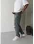Eskitme Mavi Yırtık Cebi Nakışlı Baggy Jean