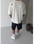 Beyaz Mask Baskılı Oversize T-shirt