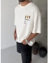 Beyaz Mask Baskılı Oversize T-shirt