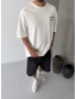 Beyaz Mask Baskılı Oversize T-shirt