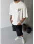 Beyaz Mask Baskılı Oversize T-shirt