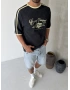 Siyah Heavy Baskılı Oversize T-shirt
