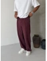 Bordo Yıkamalı Şerit Detay Baggy Eşofman
