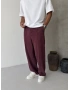 Bordo Yıkamalı Şerit Detay Baggy Eşofman