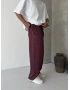 Bordo Yıkamalı Şerit Detay Baggy Eşofman