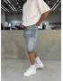 Mavi Boyalı Yıkamalı Denim Şort
