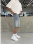 Mavi Boyalı Yıkamalı Denim Şort