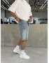 Mavi Boyalı Yıkamalı Denim Şort
