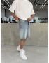 Mavi Boyalı Yıkamalı Denim Şort