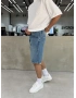 Mavi Yıkamalı Denim Şort