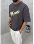 Kahve Yıkamalı Miami Oversize T-Shirt