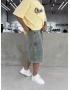 Eskitme Mavi Pileli Denim Baggy Şort