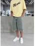 Eskitme Mavi Pileli Denim Baggy Şort
