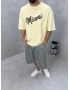 Sarı Yıkamalı Miami Oversize T-Shirt