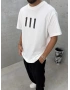 111 Beyaz Baskılı Oversize T-Shirt