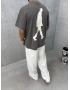 Kahve Yıkamalı Wait Baskılı Oversize T-Shirt