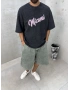 Siyah Yıkamalı Miami Oversize T-Shirt