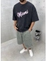 Siyah Yıkamalı Miami Oversize T-Shirt