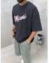 Siyah Yıkamalı Miami Oversize T-Shirt