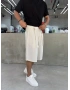 Krem Keten Bol Kalıp Baggy Şort