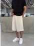 Krem Keten Bol Kalıp Baggy Şort