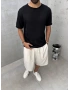 Siyah Premium Keten Oversize T-Shirt