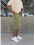 Haki Keten Bol Kalıp Baggy Şort