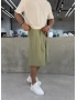 Haki Keten Bol Kalıp Baggy Şort