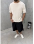 Krem Premium Keten Oversize T-Shirt