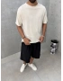 Krem Premium Keten Oversize T-Shirt