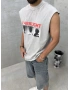 Gri Darklıght Baskılı Oversize Atlet
