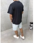 111 Siyah Baskılı Oversize T-Shirt