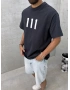 111 Siyah Baskılı Oversize T-Shirt