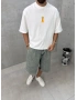 Beyaz Minimal Baskı Boxy T-Shirt