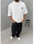 Beyaz Baskılı Boxy Fit T-Shirt