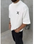 Beyaz Baskılı Boxy Fit T-Shirt