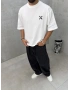 Beyaz Baskılı Boxy Fit T-Shirt