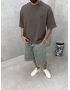 Haki Yıkamalı Boxy Fit T-Shirt