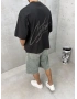 Siyah Yıkamalı Boxy Fit T-shirt