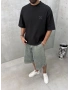 Siyah Yıkamalı Boxy Fit T-shirt