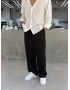 Siyah Relaxed Keten Bol Kalıp Baggy
