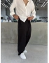 Siyah Relaxed Keten Bol Kalıp Baggy